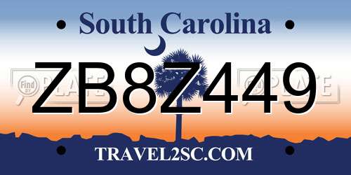 ZB8Z449 South Carolina License Plate