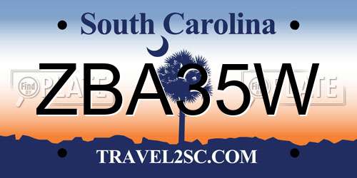 ZBA35W South Carolina License Plate