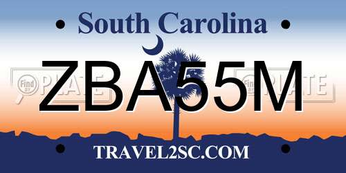 ZBA55M South Carolina License Plate