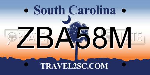 ZBA58M South Carolina License Plate