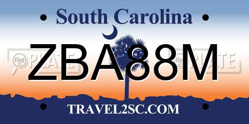 ZBA88M South Carolina License Plate