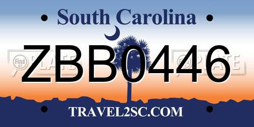 ZBB0446 South Carolina License Plate