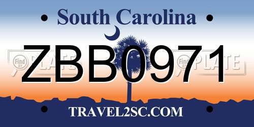 ZBB0971 South Carolina License Plate