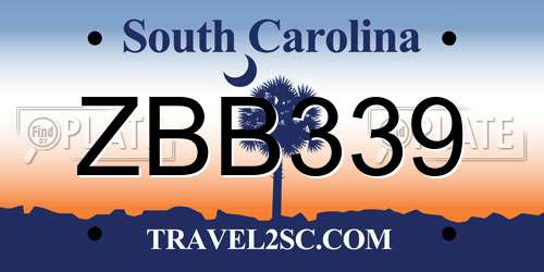 ZBB339 South Carolina License Plate
