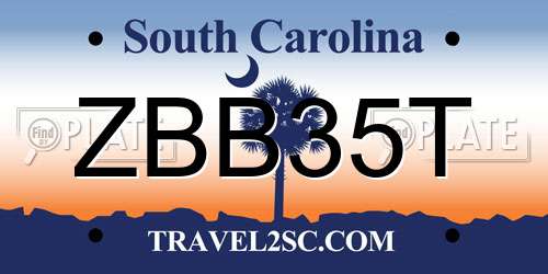 ZBB35T South Carolina License Plate