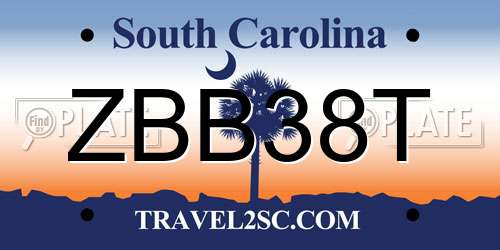 ZBB38T South Carolina License Plate