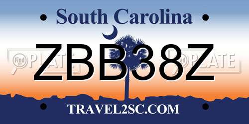ZBB38Z South Carolina License Plate