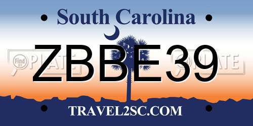 ZBBE39 South Carolina License Plate