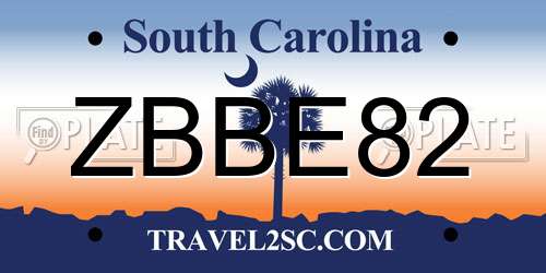 ZBBE82 South Carolina License Plate