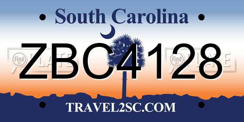 ZBC4128 South Carolina License Plate
