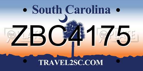 ZBC4175 South Carolina License Plate