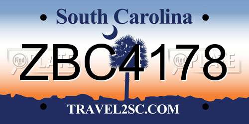 ZBC4178 South Carolina License Plate