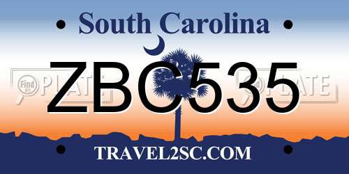 ZBC535 South Carolina License Plate