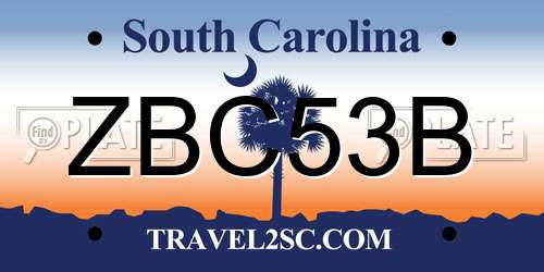 ZBC53B South Carolina License Plate