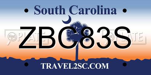 ZBC83S South Carolina License Plate