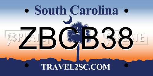 ZBCB38 South Carolina License Plate