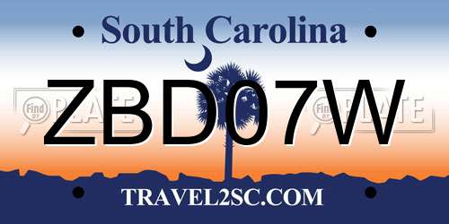 ZBD07W South Carolina License Plate