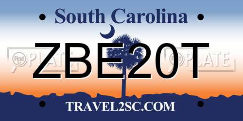 ZBE20T South Carolina License Plate