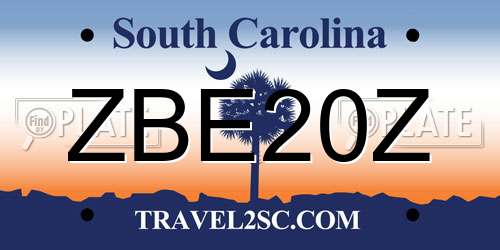 ZBE20Z South Carolina License Plate