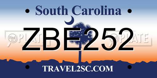 ZBE252 South Carolina License Plate