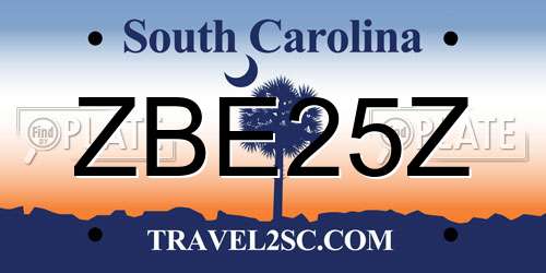 ZBE25Z South Carolina License Plate