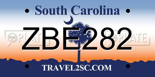 ZBE282 South Carolina License Plate