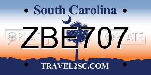 ZBE707 South Carolina License Plate