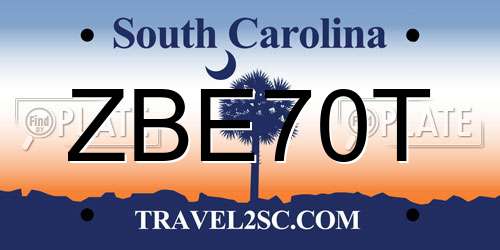 ZBE70T South Carolina License Plate