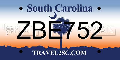 ZBE752 South Carolina License Plate