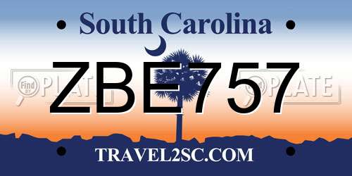 ZBE757 South Carolina License Plate