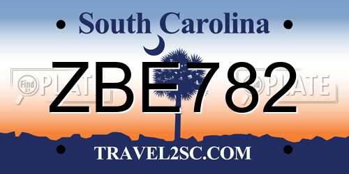 ZBE782 South Carolina License Plate