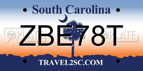 ZBE78T South Carolina License Plate