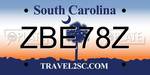 ZBE78Z South Carolina License Plate