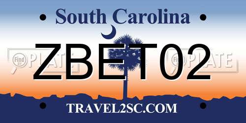 ZBET02 South Carolina License Plate