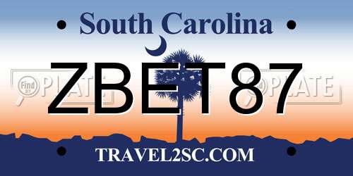 ZBET87 South Carolina License Plate