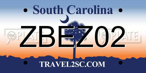 ZBEZ02 South Carolina License Plate