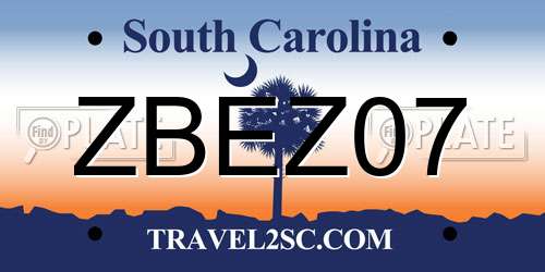 ZBEZ07 South Carolina License Plate