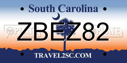 ZBEZ82 South Carolina License Plate