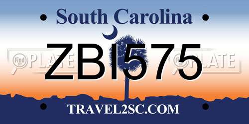 ZBI575 South Carolina License Plate