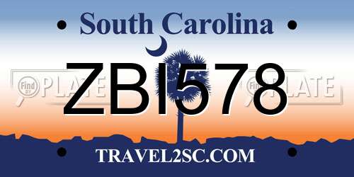 ZBI578 South Carolina License Plate