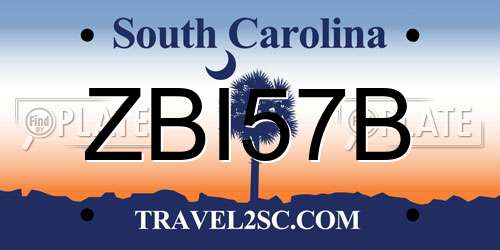 ZBI57B South Carolina License Plate