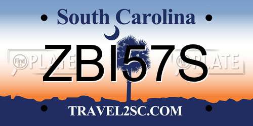 ZBI57S South Carolina License Plate