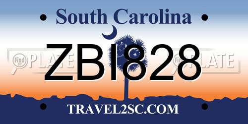 ZBI828 South Carolina License Plate
