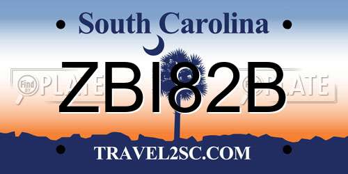 ZBI82B South Carolina License Plate
