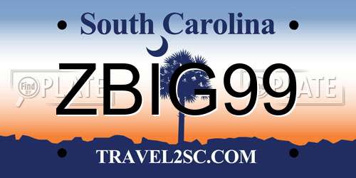 ZBIG99 South Carolina License Plate