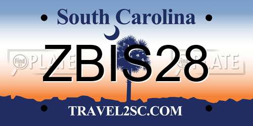 ZBIS28 South Carolina License Plate