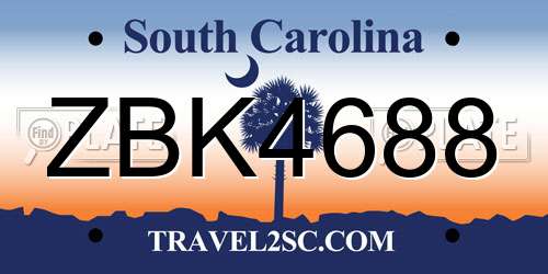 ZBK4688 South Carolina License Plate