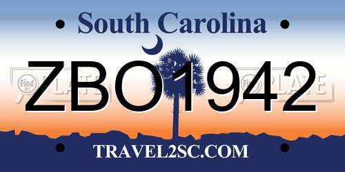 ZBO1942 South Carolina License Plate