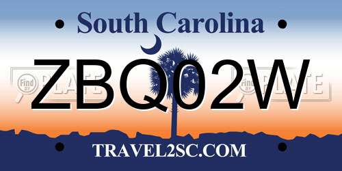 ZBQ02W South Carolina License Plate