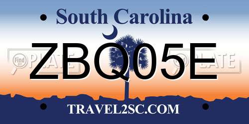 ZBQ05E South Carolina License Plate